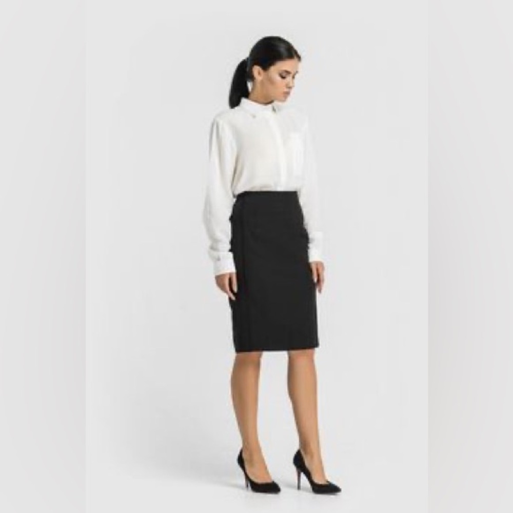 Escada‎ Black Wool Pencil Skirt Sz.US12 42